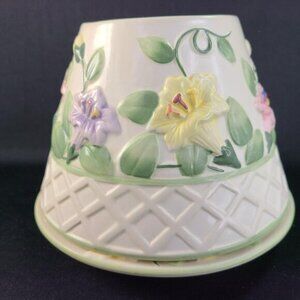 Yankee Candle Large Shade Plate‎ Set Spring Summer Flowers Lattice Morning Glory